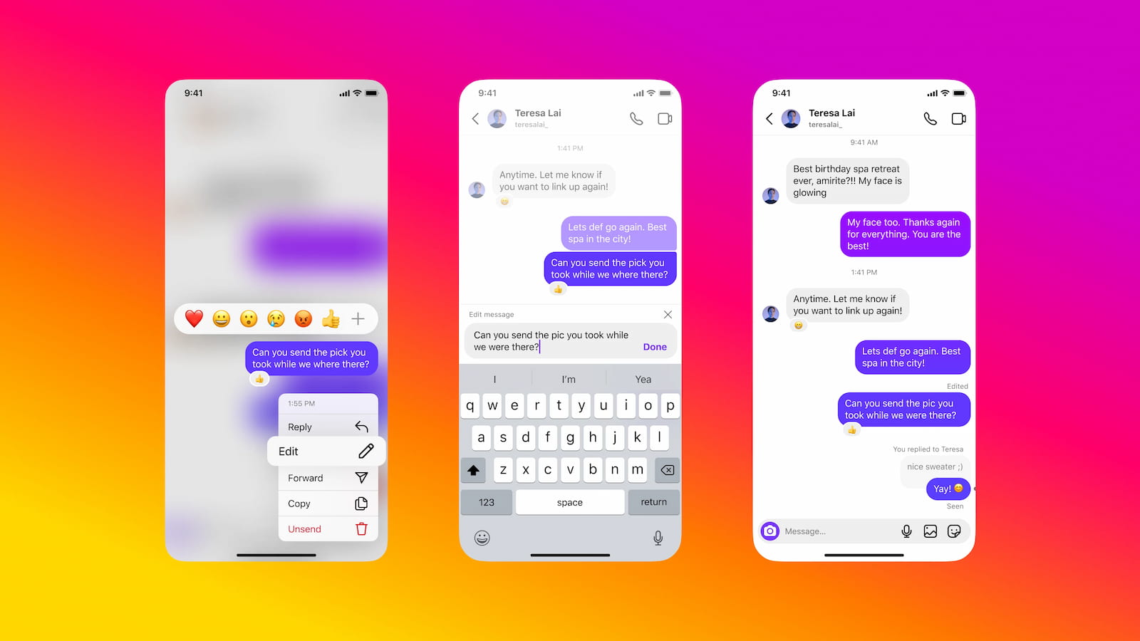 редагувати повідомлення в Instagram
