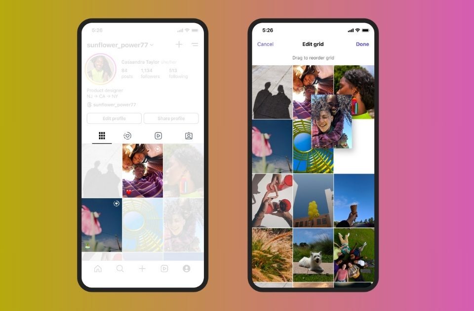 редагувати сітку профілю в Instagram