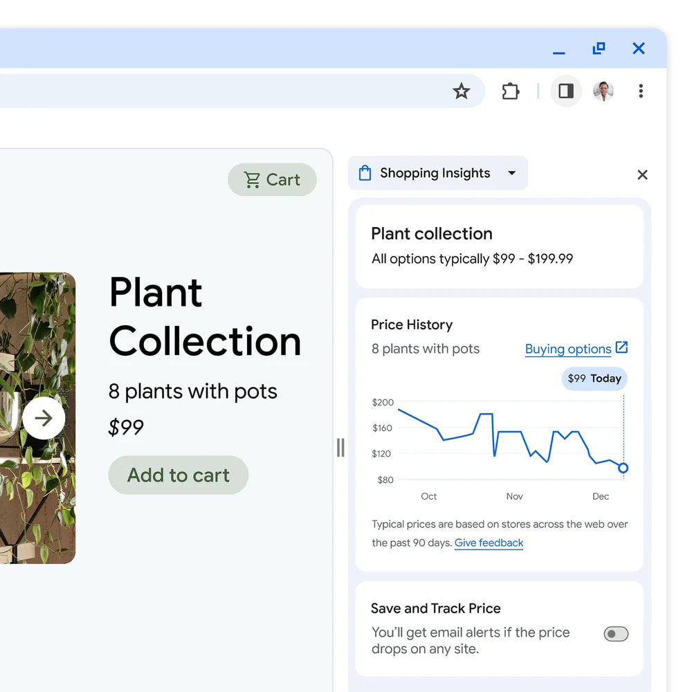 Переглядайте статистику цін у Chrome