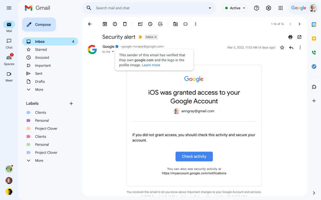 Google запускає сині позначки для перевірених брендів у Gmail