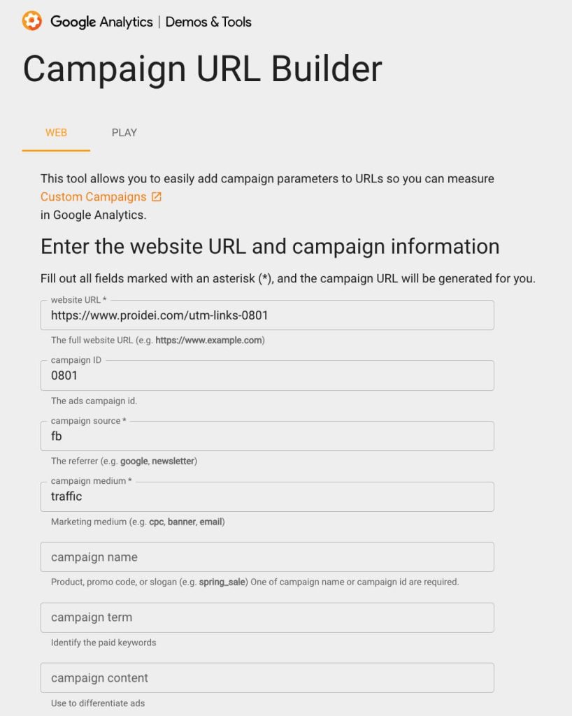 Джерело: Приклад генерування UTM-мітки в Campaign URL Builder –ga-dev-tools.google/ga4/campaign-url-builder/
